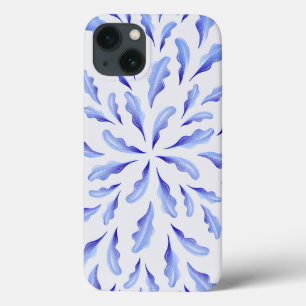 cute white blue simple leaves flowers  iPhone 13 case