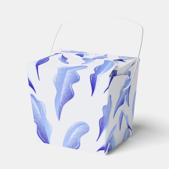 cute white blue simple leaves flowers  favor box (Front Side)