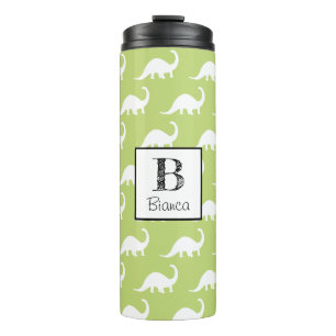 Cute White Brontosaurus Dinosaur Personalized Thermal Tumbler