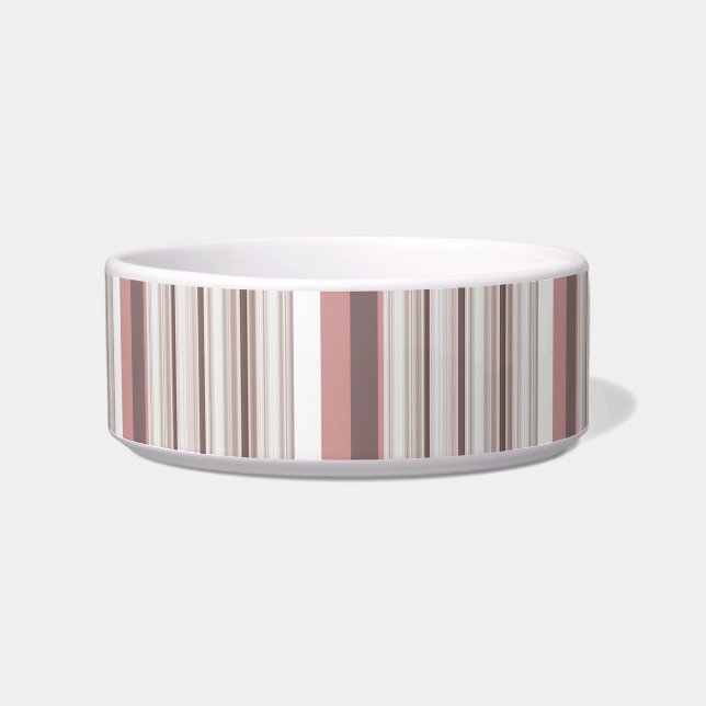 Cute white brown stripes bowl (Front)