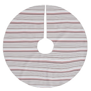 Cute white brown stripes brushed polyester tree skirt