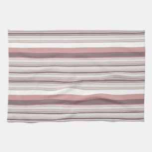 Cute white brown stripes kitchen towel