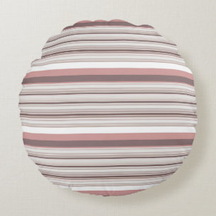 Cute white brown stripes round pillow