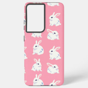 Cute White Bunnies on Pink - Adorable Pattern Samsung Galaxy Case