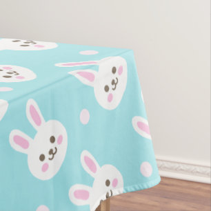 Cute White Bunnies Pattern Easter   Tablecloth