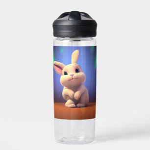 Cute white bunny 3d illustration water bottle