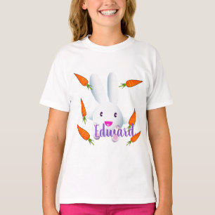Cute White Bunny & Carrots T-Shirt