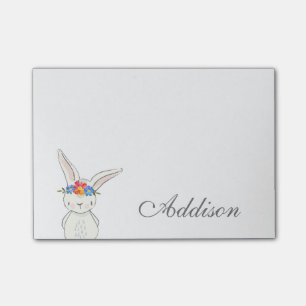 Cute White Bunny Flower Crown Post-it Notes