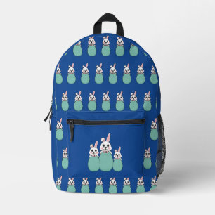 Cute White Bunny Holding Easter Egg Pattern Printed Backpack