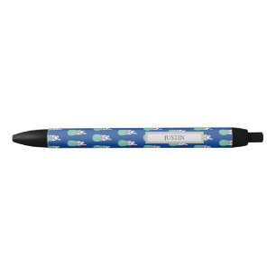Cute White Bunny Holding Easter Egg   Personalize Black Ink Pen