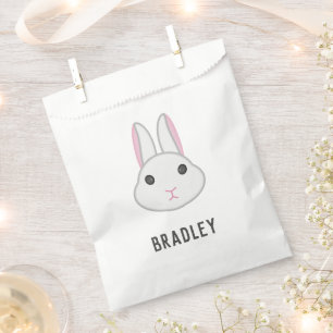 Cute white bunny on favour bag