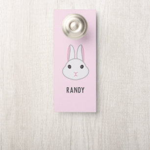 Cute white bunny on pink door hanger