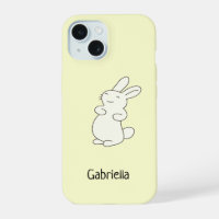 Cute white bunny personalized name yellow