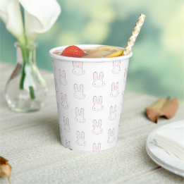 Cute white bunny rabbit fun modern pattern paper cups