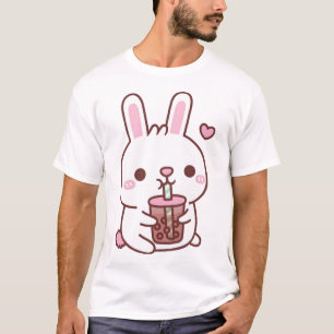 Cute White Bunny Rabbit Loves Bubble Tea T-Shirt