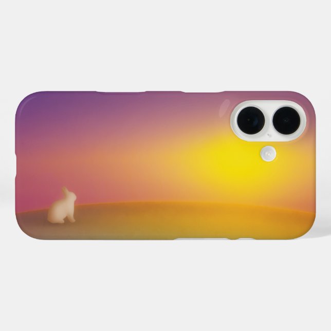 Cute White Bunny Rabbit on Grassy Hill at Sunrise Case-Mate iPhone Case (Back (Horizontal))