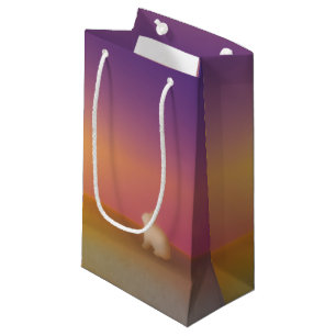 Cute White Bunny Rabbit on Grassy Hill at Sunrise Small Gift Bag