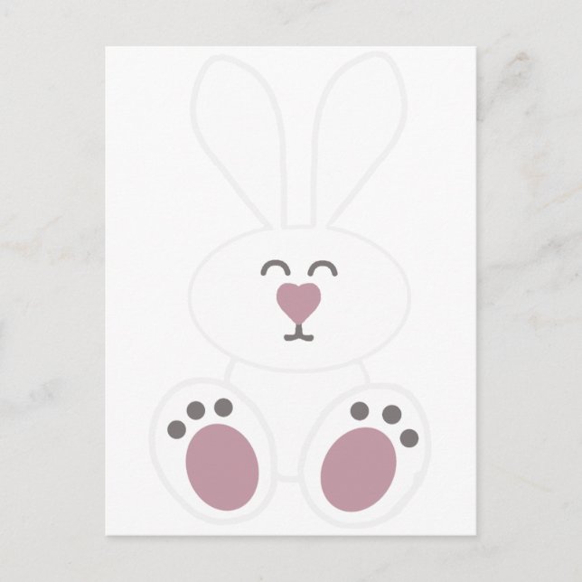 Cute White Bunny Rabbit Postcard (Front)
