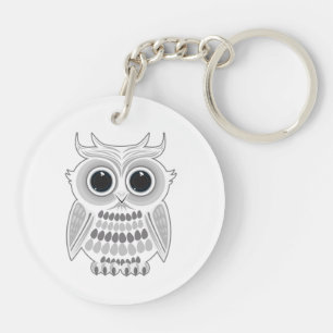 Cute White Cartoon Owl Kawaii Charm for Animal Keychain