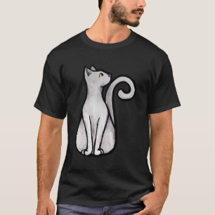 Cute White Cat Art White Kitty T-Shirt