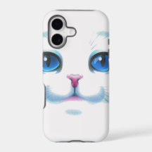 Cute White Cat Blue Eyes Face