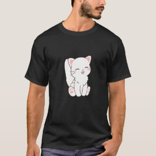 Cute White Cat Chibi  Tongue Sticking Out T-Shirt