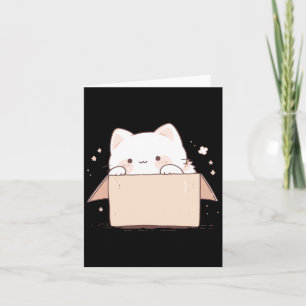 Cute White Cat In A Box Japanese Kawaii Cartoon Gr Card