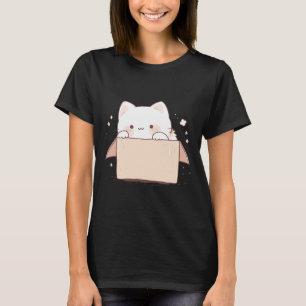 Cute White Cat In A Box Japanese Kawaii Cartoon Gr T-Shirt