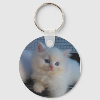 CUTE WHITE CAT KITTEN PERSIAN KEYCHAIN