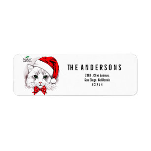 Cute White Cat Merry Christmas