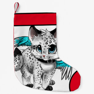 Cute White Cat Merry Christmas Small Christmas Stocking