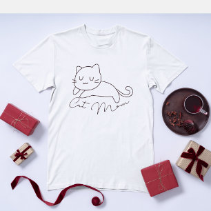 Cute white Cat Mom Simple Funny Cat Lover T-Shirt
