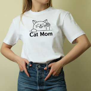 Cute white Cat Mom Simple Funny womens cat lover T-Shirt