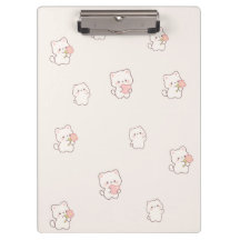 Cute White Cat Pattern – Kawaii Hearts & Flowers