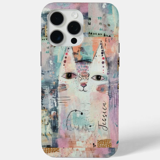 Cute White Cat Personalized Case-Mate iPhone Case (Back)
