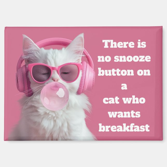  Cute  White Cat  – Personalized Magnet (Front)