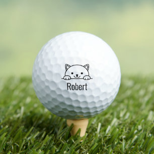 Cute White Cat Pet Custom Name Golf Balls