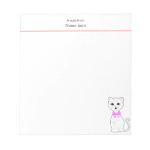 Cute White Cat Simple Notepad