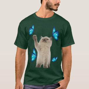 Cute White Cat With Butterfly Cat adoption For Cat T-Shirt