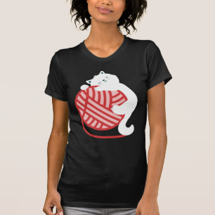 Cute white cat with yarn ball T-Shirt