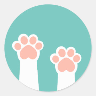 Cute white cats paws up Sticker