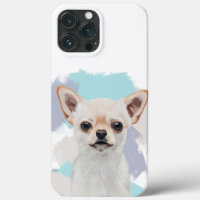 Cute White Chihuahua Abstract Blue