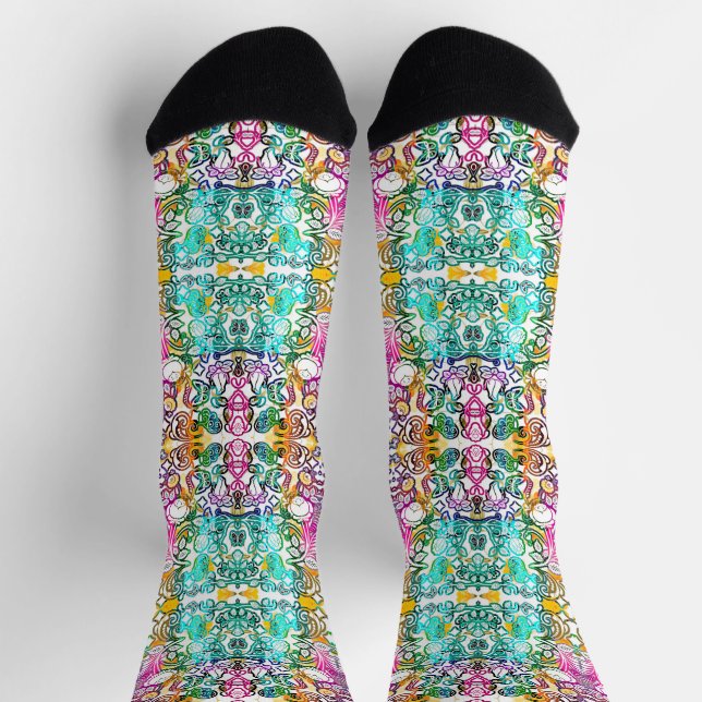 Cute white colourful flowers  socks (Top)
