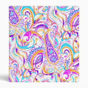 Cute white colourful paisley design binder