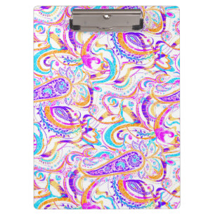 Cute white colourful paisley design clipboard