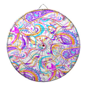 Cute white colourful paisley design dartboard
