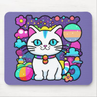 Cute White Cosmic Space Kitty Cat