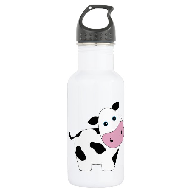 Cute White Cow 532 Ml Water Bottle (Front)
