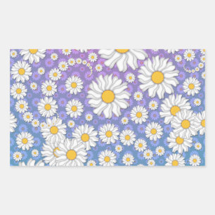 Cute White Daisies on Blue Purple Background Sticker