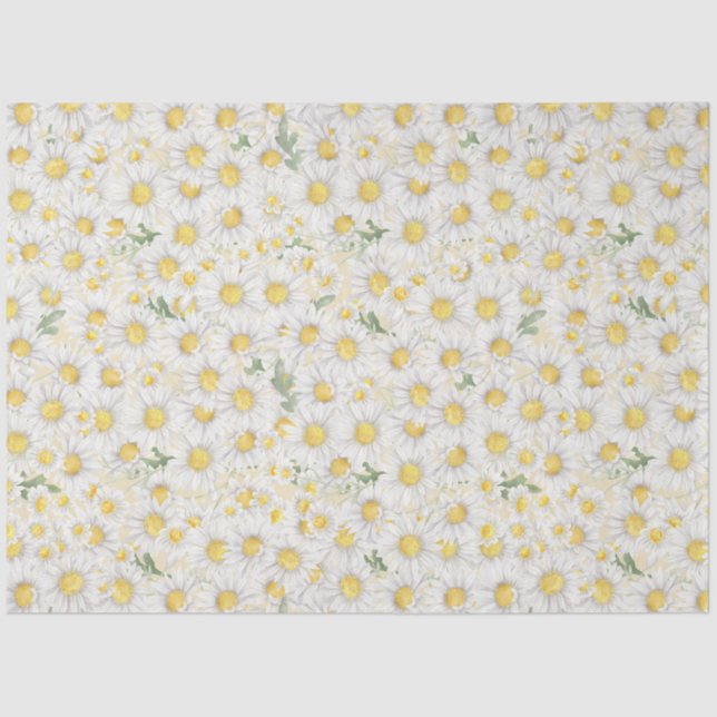 Cute White Daisy floral decoupage Tissue Paper (Front)